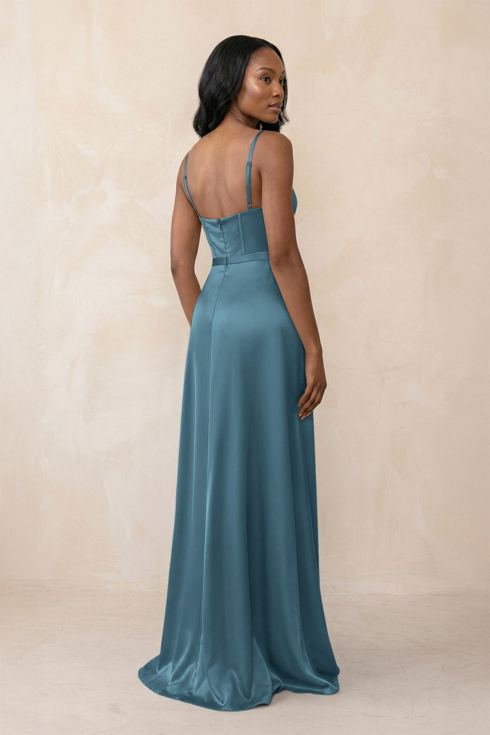 Cami Strap Corset Satin Sheath Bridesmaid Dress in Twilight - KISS BRIDAL Bridesmaid Dresses