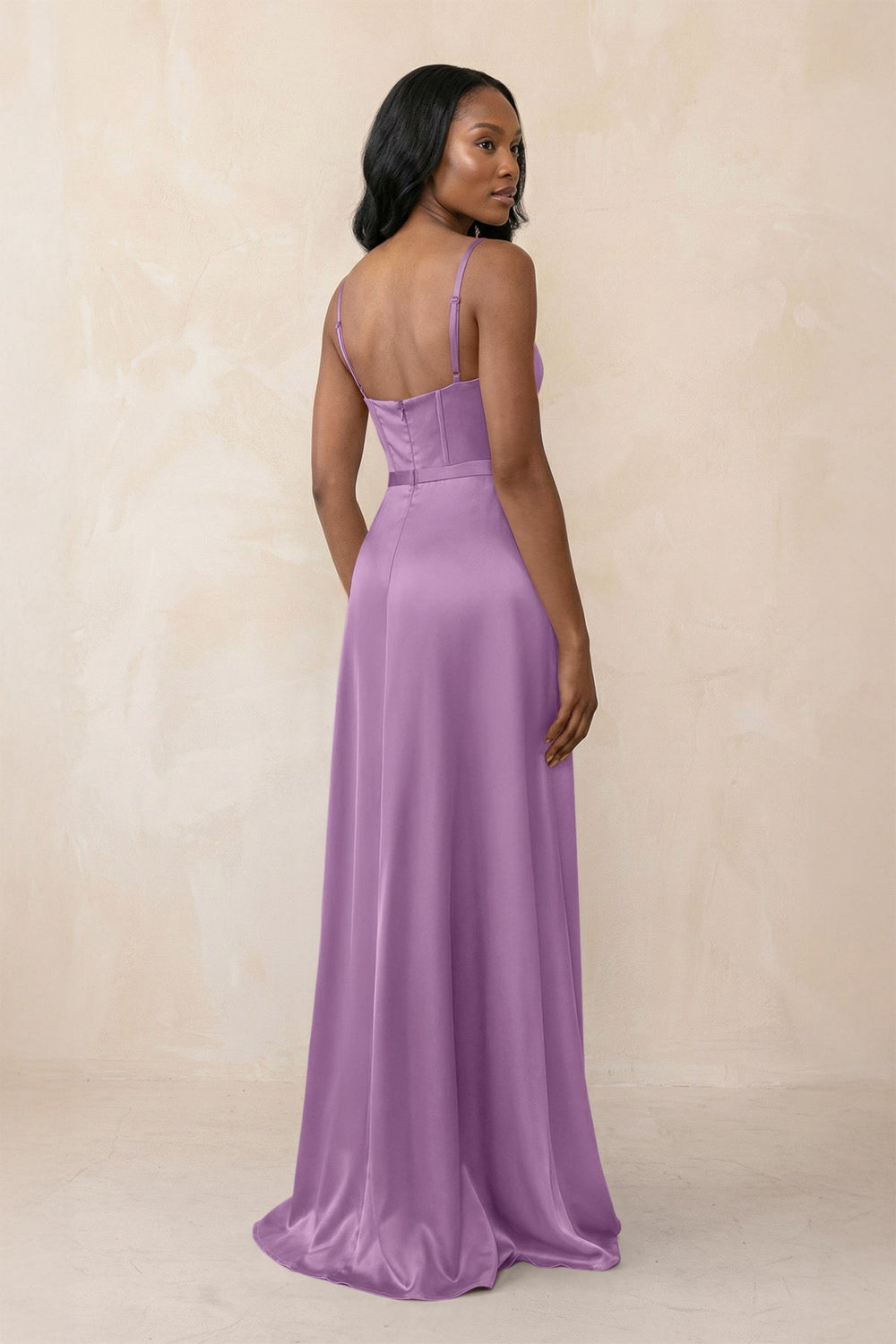 Cami Strap Corset Satin Sheath Bridesmaid Dress in Vintage Mauve - KISS BRIDAL Bridesmaid Dresses