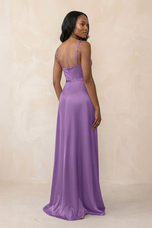 Cami Strap Corset Satin Sheath Bridesmaid Dress in Wisteria - KISS BRIDAL Bridesmaid Dresses