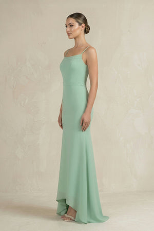 Cami Strap Mermaid Ruffled Chiffon Bridesmaid Dress - SHE IS ME Bridesmaid Dresses