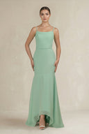 Cami Strap Mermaid Ruffled Chiffon Bridesmaid Dress - SHE IS ME Bridesmaid Dresses