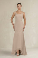 Cami Strap Mermaid Ruffled Chiffon Bridesmaid Dress in Almond - KISS BRIDAL Bridesmaid Dresses