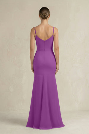 Cami Strap Mermaid Ruffled Chiffon Bridesmaid Dress in Amethyst - SHE IS ME Bridesmaid Dresses