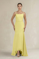 Cami Strap Mermaid Ruffled Chiffon Bridesmaid Dress in Buttercup - SHE IS ME Bridesmaid Dresses