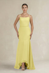 Cami Strap Mermaid Ruffled Chiffon Bridesmaid Dress in Buttercup - KISS BRIDAL Bridesmaid Dresses