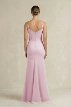 Cami Strap Mermaid Ruffled Chiffon Bridesmaid Dress in Candy Pink (2) | KISSBRIDAL