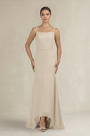 Cami Strap Mermaid Ruffled Chiffon Bridesmaid Dress in Champagne - KISS BRIDAL Bridesmaid Dresses