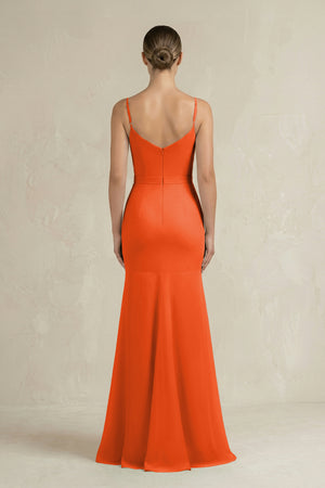 Cami Strap Mermaid Ruffled Chiffon Bridesmaid Dress in Cinnamon (2) | KISSBRIDAL