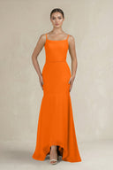 Cami Strap Mermaid Ruffled Chiffon Bridesmaid Dress in Cinnamon - SHE IS ME Bridesmaid Dresses