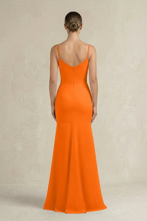 Cami Strap Mermaid Ruffled Chiffon Bridesmaid Dress in Cinnamon - SHE IS ME Bridesmaid Dresses
