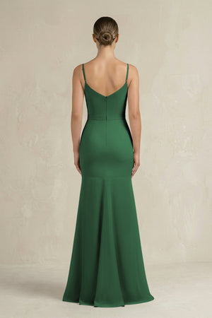 Cami Strap Mermaid Ruffled Chiffon Bridesmaid Dress in Dark Green - SHE IS ME Bridesmaid Dresses
