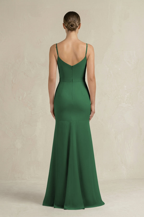 Cami Strap Mermaid Ruffled Chiffon Bridesmaid Dress in Dark Green - SHE IS ME Bridesmaid Dresses