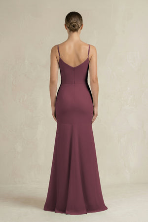 Cami Strap Mermaid Ruffled Chiffon Bridesmaid Dress in Desert Rose (2) | KISSBRIDAL