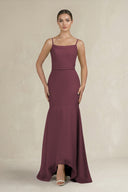 Cami Strap Mermaid Ruffled Chiffon Bridesmaid Dress in Desert Rose | KISSBRIDAL