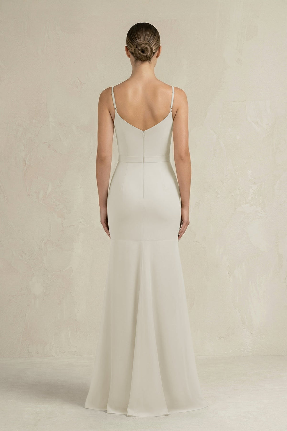 Cami Strap Mermaid Ruffled Chiffon Bridesmaid Dress in Dove Gray - SHE IS ME Bridesmaid Dresses