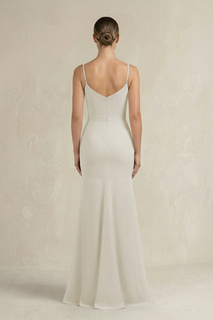 Cami Strap Mermaid Ruffled Chiffon Bridesmaid Dress in Dove Gray - SHE IS ME Bridesmaid Dresses