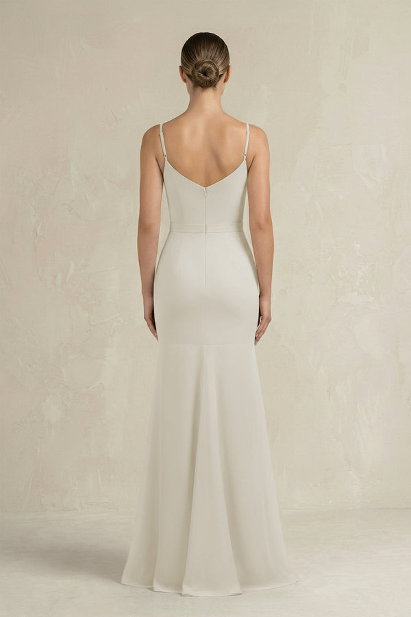 Cami Strap Mermaid Ruffled Chiffon Bridesmaid Dress in Dove Gray - SHE IS ME Bridesmaid Dresses
