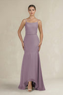 Cami Strap Mermaid Ruffled Chiffon Bridesmaid Dress in Dusk | KISSBRIDAL