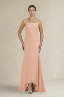 Cami Strap Mermaid Ruffled Chiffon Bridesmaid Dress in English Rose - KISS BRIDAL Bridesmaid Dresses