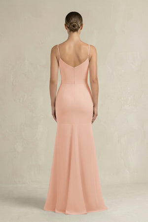 Cami Strap Mermaid Ruffled Chiffon Bridesmaid Dress in English Rose - KISS BRIDAL Bridesmaid Dresses