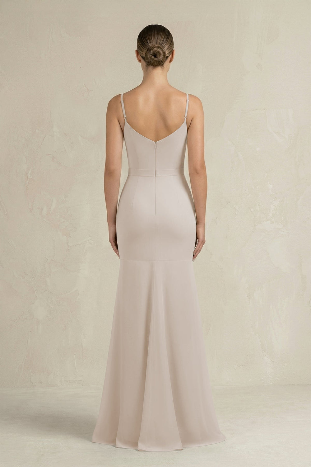 Cami Strap Mermaid Ruffled Chiffon Bridesmaid Dress in Frost - SHE IS ME Bridesmaid Dresses