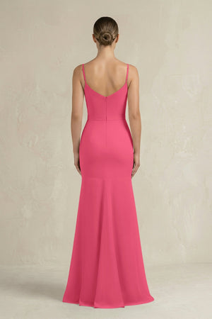 Cami Strap Mermaid Ruffled Chiffon Bridesmaid Dress in Fuchsia - KISS BRIDAL Bridesmaid Dresses