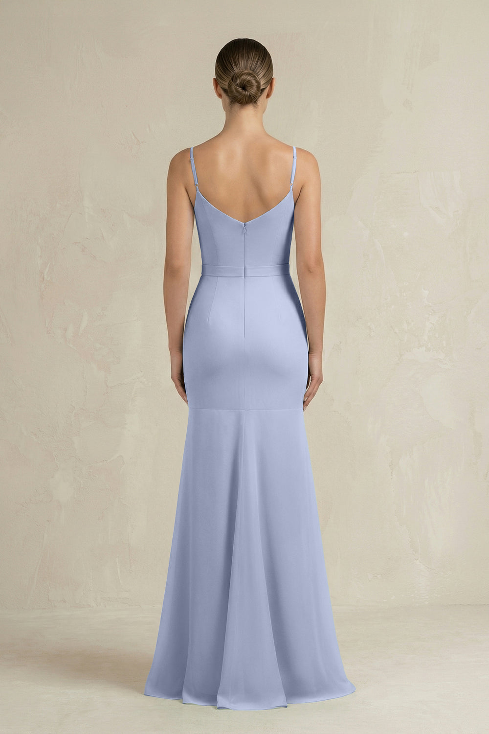 Cami Strap Mermaid Ruffled Chiffon Bridesmaid Dress in Ice