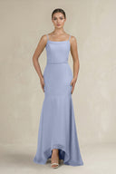 Cami Strap Mermaid Ruffled Chiffon Bridesmaid Dress in Ice | KISSBRIDAL