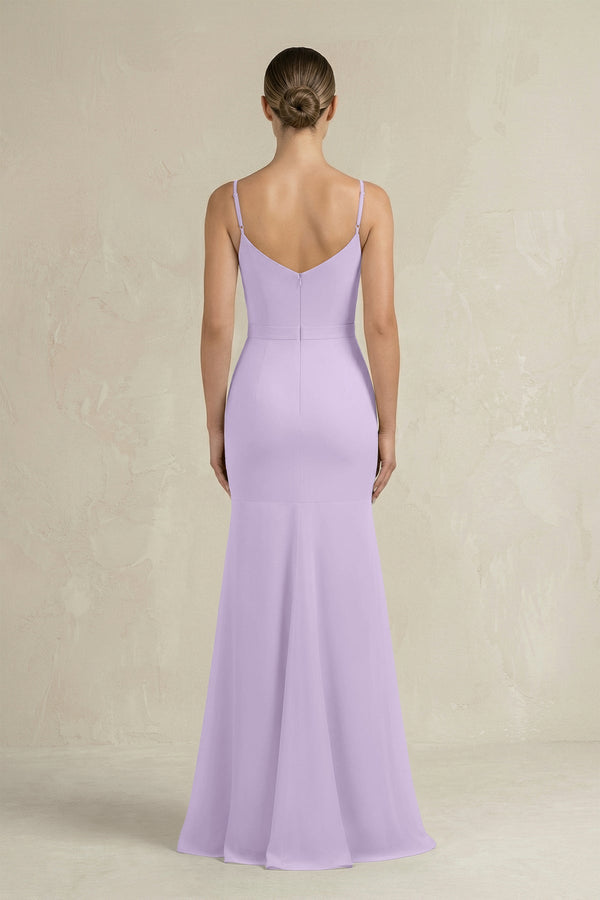 Cami Strap Mermaid Ruffled Chiffon Bridesmaid Dress in Lavender - SHE IS ME Bridesmaid Dresses