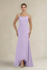 Cami Strap Mermaid Ruffled Chiffon Bridesmaid Dress in Lavender - KISS BRIDAL Bridesmaid Dresses