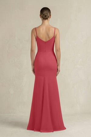 Cami Strap Mermaid Ruffled Chiffon Bridesmaid Dress in Merlot - SHE IS ME Bridesmaid Dresses