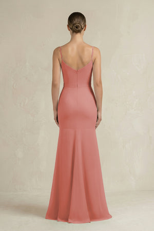 Cami Strap Mermaid Ruffled Chiffon Bridesmaid Dress in Mulberry (2) | KISSBRIDAL