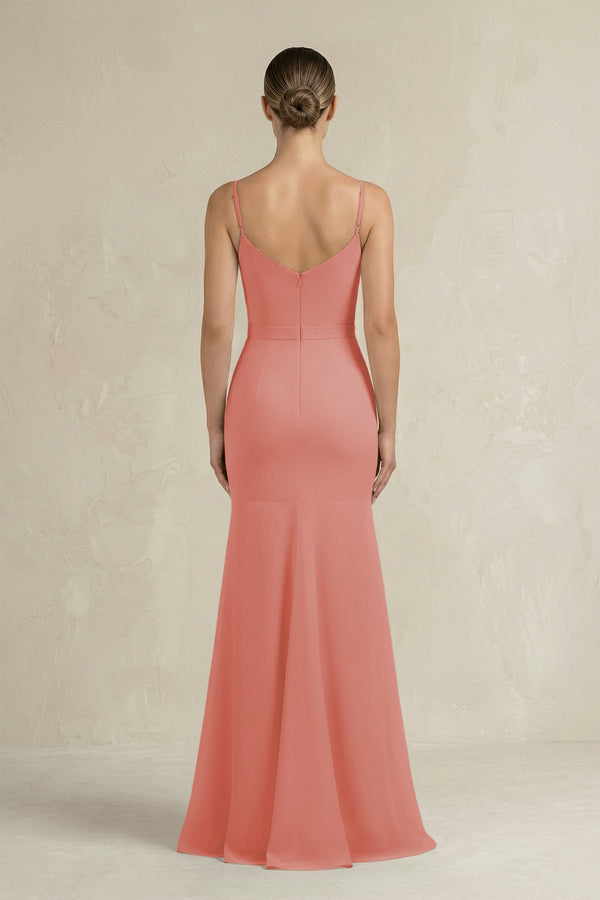 Cami Strap Mermaid Ruffled Chiffon Bridesmaid Dress in Mulberry - KISS BRIDAL Bridesmaid Dresses