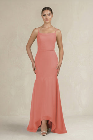 Cami Strap Mermaid Ruffled Chiffon Bridesmaid Dress in Mulberry - KISS BRIDAL Bridesmaid Dresses
