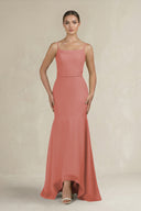 Cami Strap Mermaid Ruffled Chiffon Bridesmaid Dress in Mulberry | KISSBRIDAL
