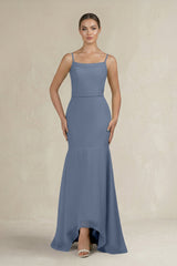 Cami Strap Mermaid Ruffled Chiffon Bridesmaid Dress in Neptune - KISS BRIDAL Bridesmaid Dresses