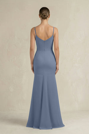 Cami Strap Mermaid Ruffled Chiffon Bridesmaid Dress in Neptune - SHE IS ME Bridesmaid Dresses