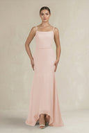 Cami Strap Mermaid Ruffled Chiffon Bridesmaid Dress in Pale Blush - KISS BRIDAL Bridesmaid Dresses