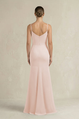 Cami Strap Mermaid Ruffled Chiffon Bridesmaid Dress in Pale Blush - KISS BRIDAL Bridesmaid Dresses