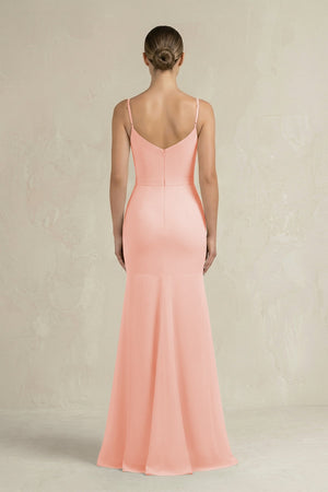 Cami Strap Mermaid Ruffled Chiffon Bridesmaid Dress in Rose Petal - KISS BRIDAL Bridesmaid Dresses