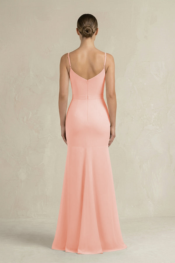 Cami Strap Mermaid Ruffled Chiffon Bridesmaid Dress in Rose Petal - KISS BRIDAL Bridesmaid Dresses