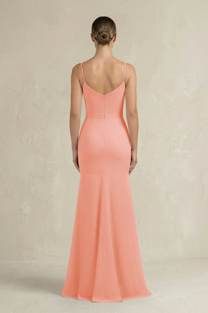 Cami Strap Mermaid Ruffled Chiffon Bridesmaid Dress in Rosette - SHE IS ME Bridesmaid Dresses