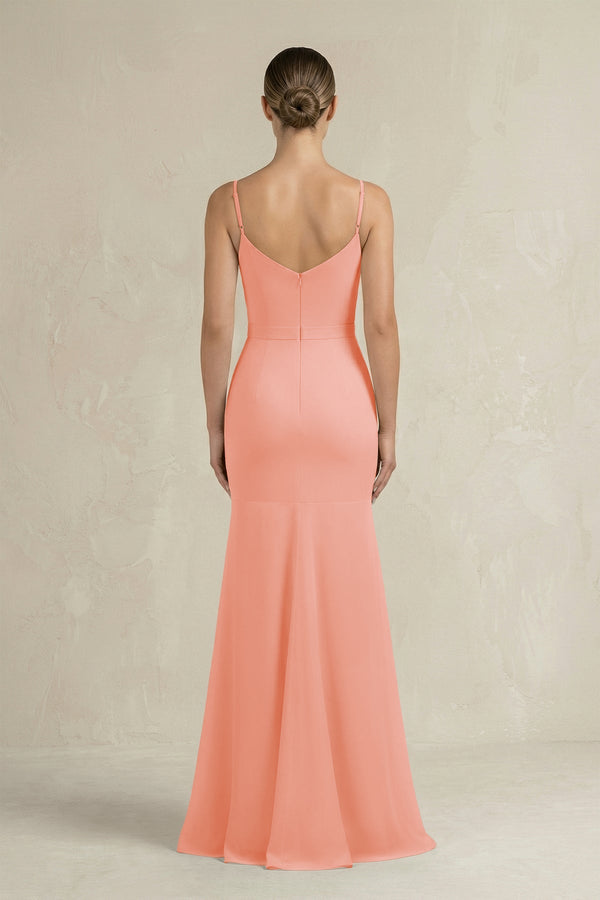 Cami Strap Mermaid Ruffled Chiffon Bridesmaid Dress in Rosette - SHE IS ME Bridesmaid Dresses