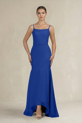 Cami Strap Mermaid Ruffled Chiffon Bridesmaid Dress in Royal Blue - KISS BRIDAL Bridesmaid Dresses