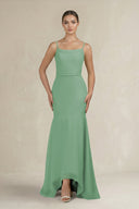 Cami Strap Mermaid Ruffled Chiffon Bridesmaid Dress in Sea Glass - SHE IS ME Bridesmaid Dresses