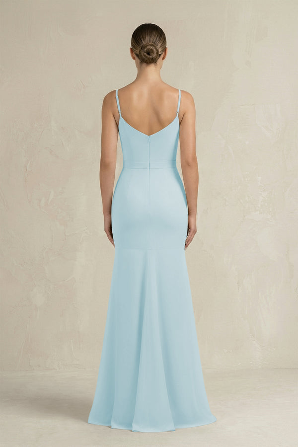 Cami Strap Mermaid Ruffled Chiffon Bridesmaid Dress in Sky Blue - SHE IS ME Bridesmaid Dresses