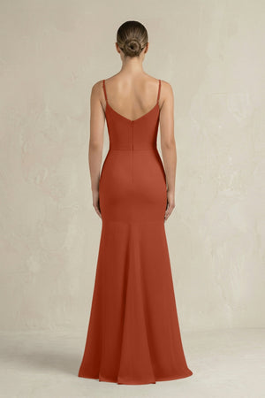 Cami Strap Mermaid Ruffled Chiffon Bridesmaid Dress in Spice - SHE IS ME Bridesmaid Dresses