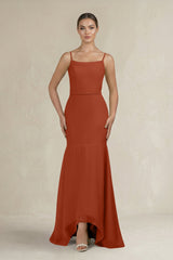 Cami Strap Mermaid Ruffled Chiffon Bridesmaid Dress in Spice - KISS BRIDAL Bridesmaid Dresses