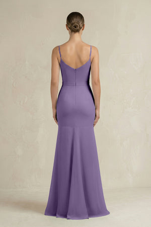 Cami Strap Mermaid Ruffled Chiffon Bridesmaid Dress in Tahiti (2) | KISSBRIDAL