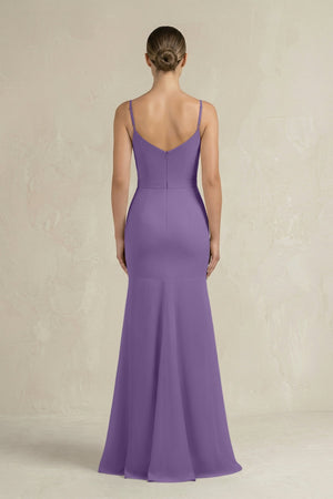Cami Strap Mermaid Ruffled Chiffon Bridesmaid Dress in Tahiti - SHE IS ME Bridesmaid Dresses